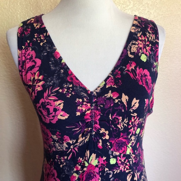 New Gaiam Floral Reversible Knit Sleeveless Tank Dress Size M - Picture 2 of 6